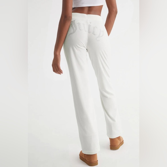 Juicy Couture White Velour Wide Leg Drawstring Pants with side pockets - Picture 2 of 7